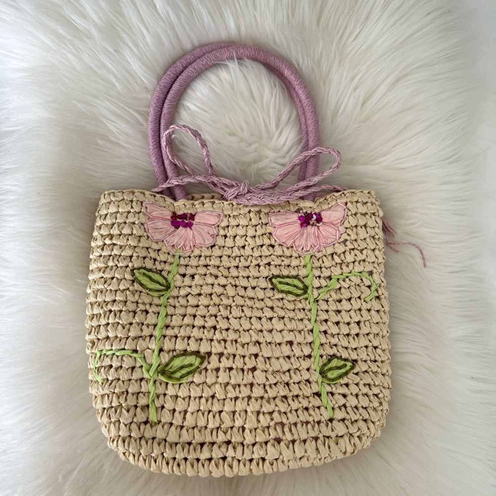 Mini Straw purse floral
